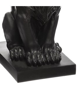 Statue lion assis noir et or 37 cm