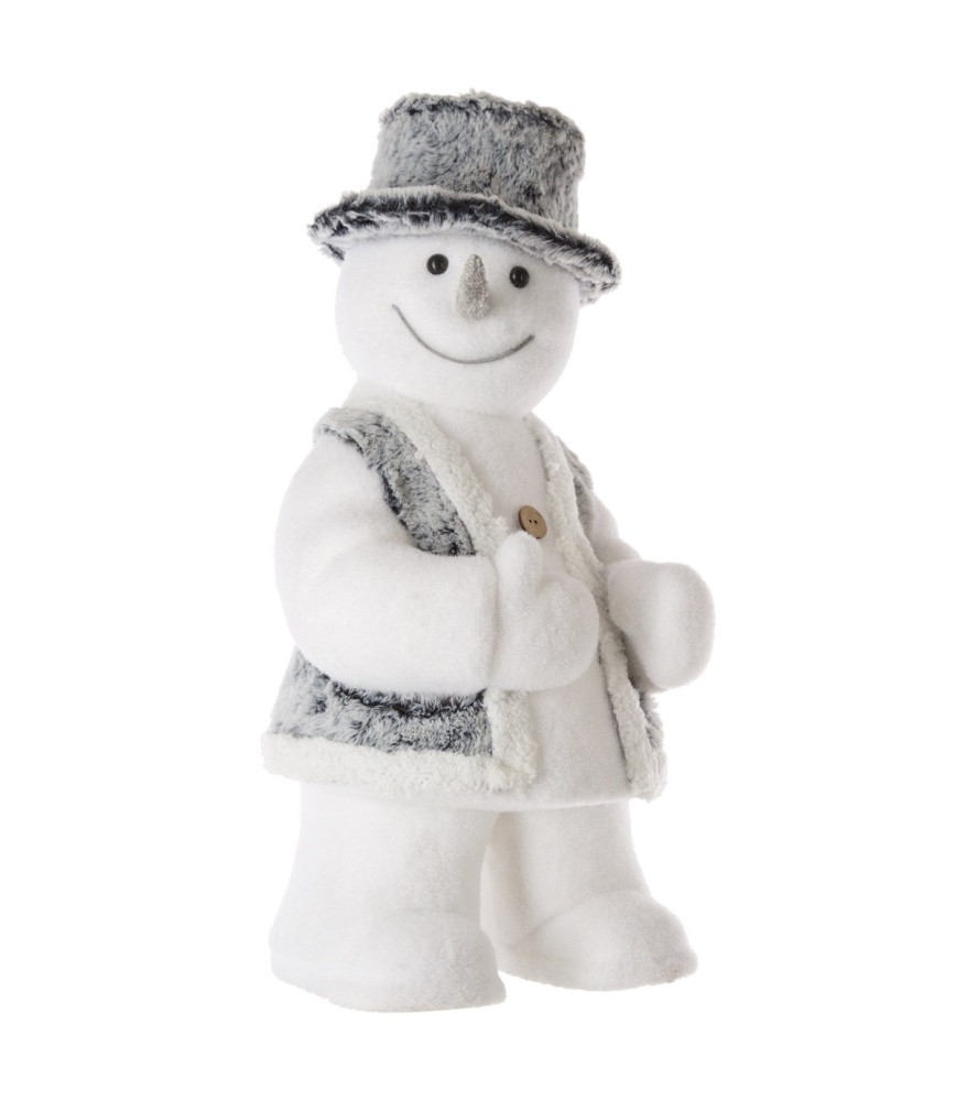 Décoration bonhomme de neige debout avec chapeau 50 cm