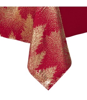 Nappe 140x240 cm Sapin rouge or