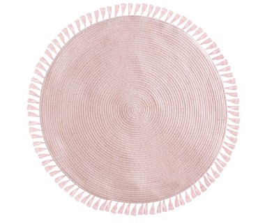 Tapis à franges rose avec Lurex doré intégré 90 cm