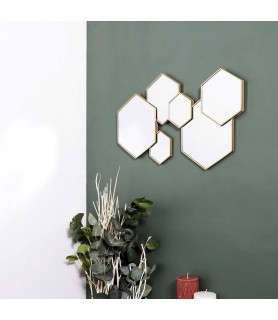 Décoration miroir hexagonal