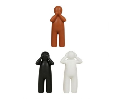 Lot de 3 statuettes céramique bonhommes 16 cm